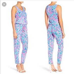 Lilly Pulitzer Paulina Jumpsuit In Full Bloom Coastal Sz XXS NWT